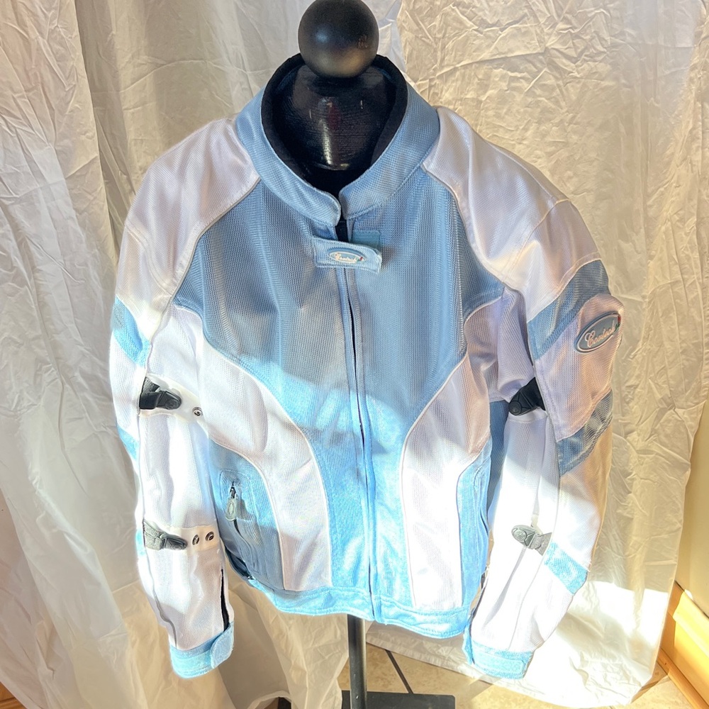 Sky Blue and White Bomber Jacket